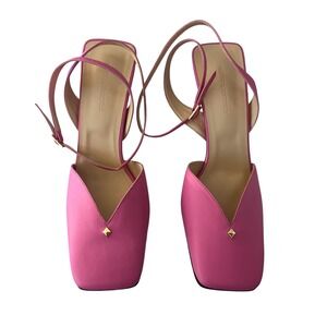 NEW Yianna Barnes Pink Slingback Heels Square Toe Block Heel Women's Size 11